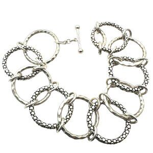 Michael Dawkins Sterling Silver Wide Pebble Bracelet 8 Inch 44 Grams